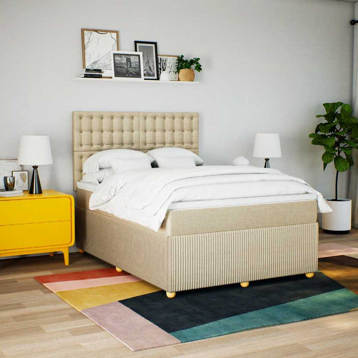 Pat box spring cu saltea, crem, 140x200 cm, textil - WALTI WALTI