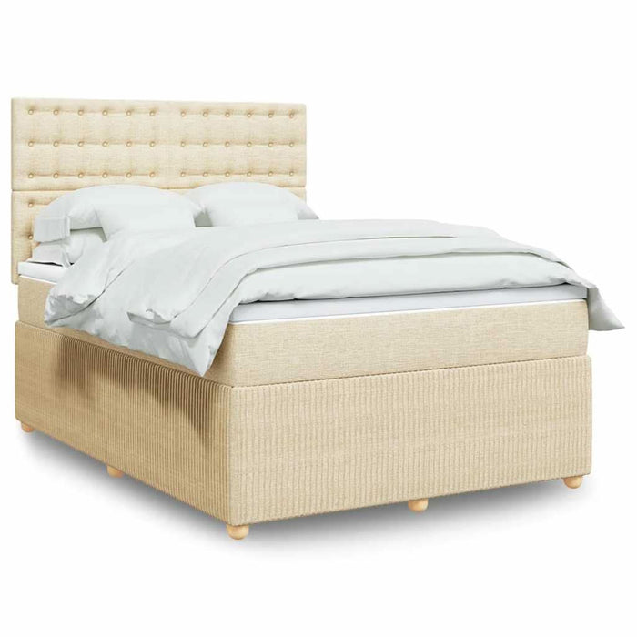 Pat box spring cu saltea, crem, 140x200 cm, textil - WALTI WALTI