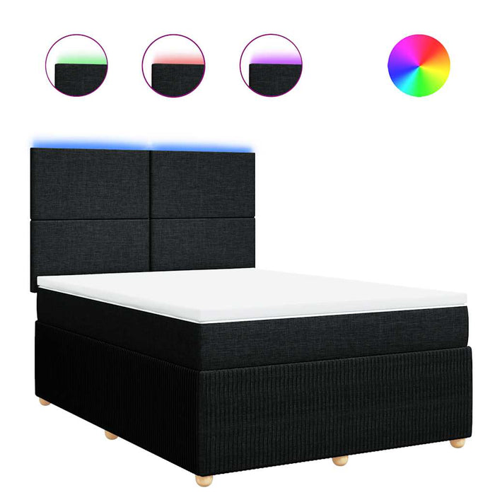 Pat box spring cu saltea, negru, 140x200 cm, textil - WALTI WALTI