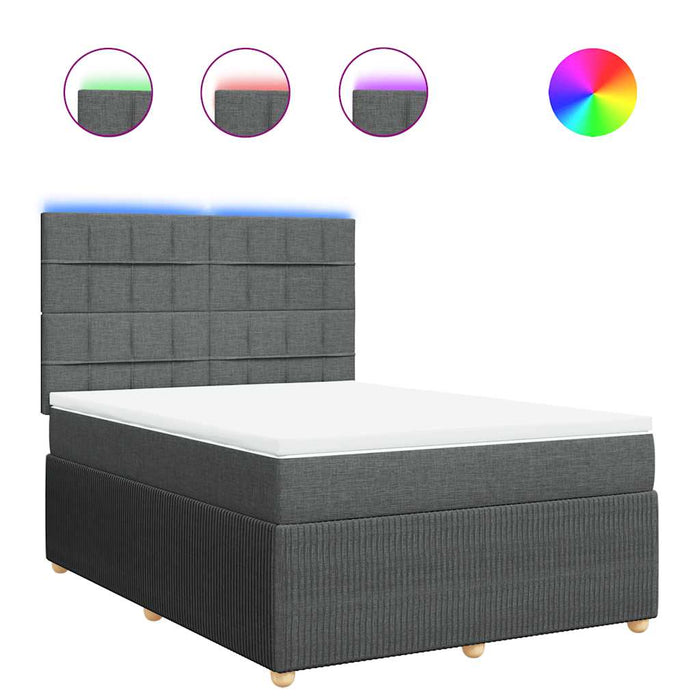 Pat box spring cu saltea, gri închis, 140x200 cm, textil - WALTI WALTI