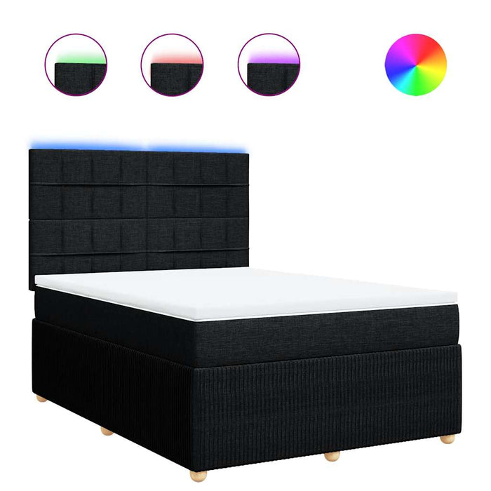 Pat box spring cu saltea, negru, 140x200 cm, textil - WALTI WALTI