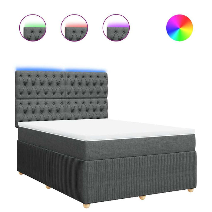 Pat box spring cu saltea, gri închis, 140x200 cm, textil - WALTI WALTI