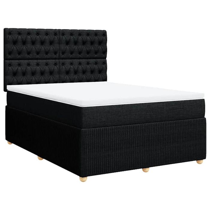 Pat box spring cu saltea, negru, 140x200 cm, textil - WALTI WALTI