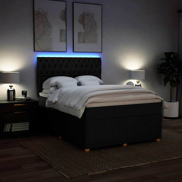 Pat box spring cu saltea, negru, 140x200 cm, textil - WALTI WALTI