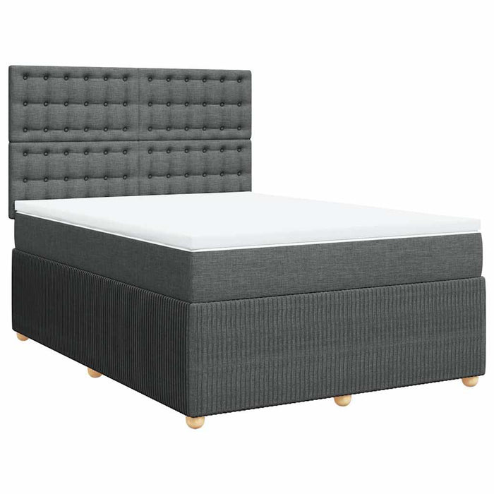 Pat box spring cu saltea, gri închis, 140x200 cm, textil - WALTI WALTI