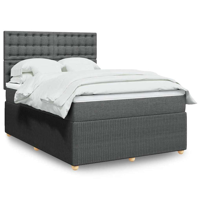 Pat box spring cu saltea, gri închis, 140x200 cm, textil - WALTI WALTI