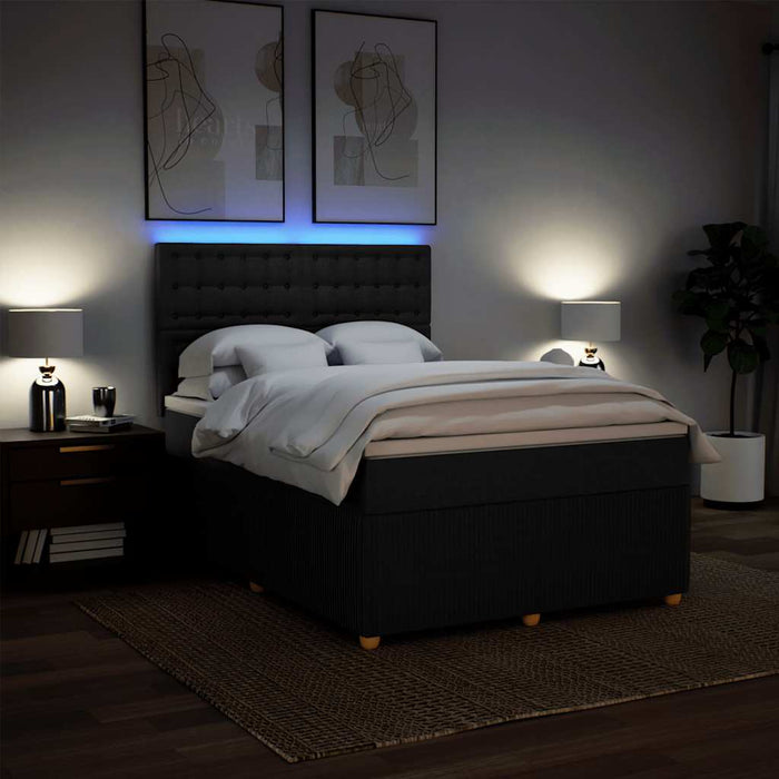 Pat box spring cu saltea, negru, 140x200 cm, textil - WALTI WALTI