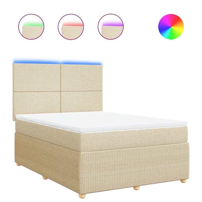 Pat box spring cu saltea, crem, 160x200 cm, material textil - WALTI WALTI