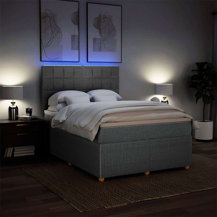 Pat continental cu saltea, gri deschis, 160x200 cm, textil - WALTI WALTI