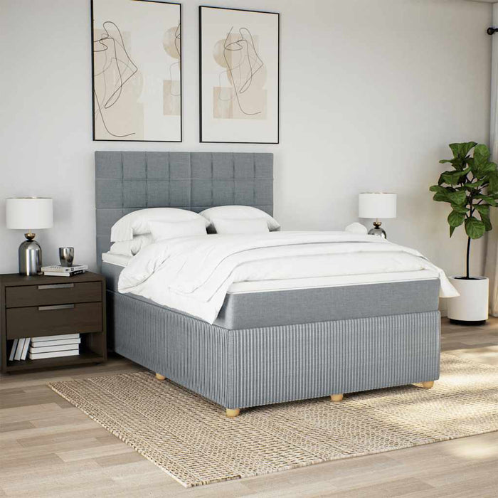 Pat continental cu saltea, gri deschis, 160x200 cm, textil - WALTI WALTI