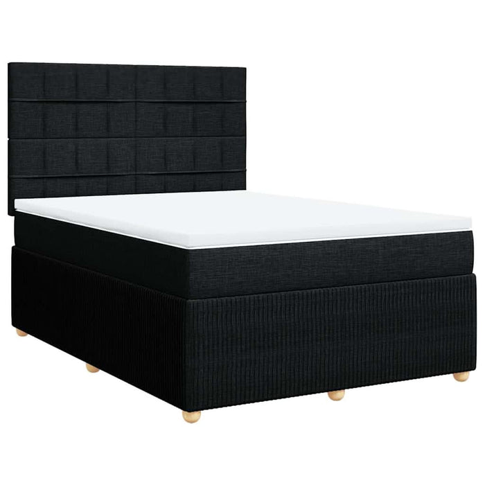 Pat box spring cu saltea, negru, 160x200 cm, textil WALTI