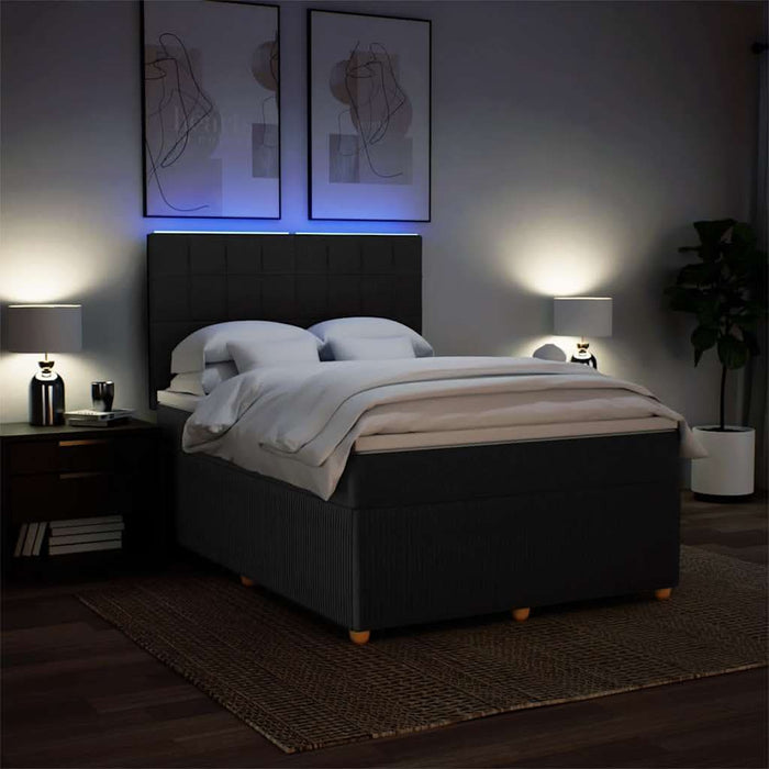 Pat box spring cu saltea, negru, 160x200 cm, textil WALTI