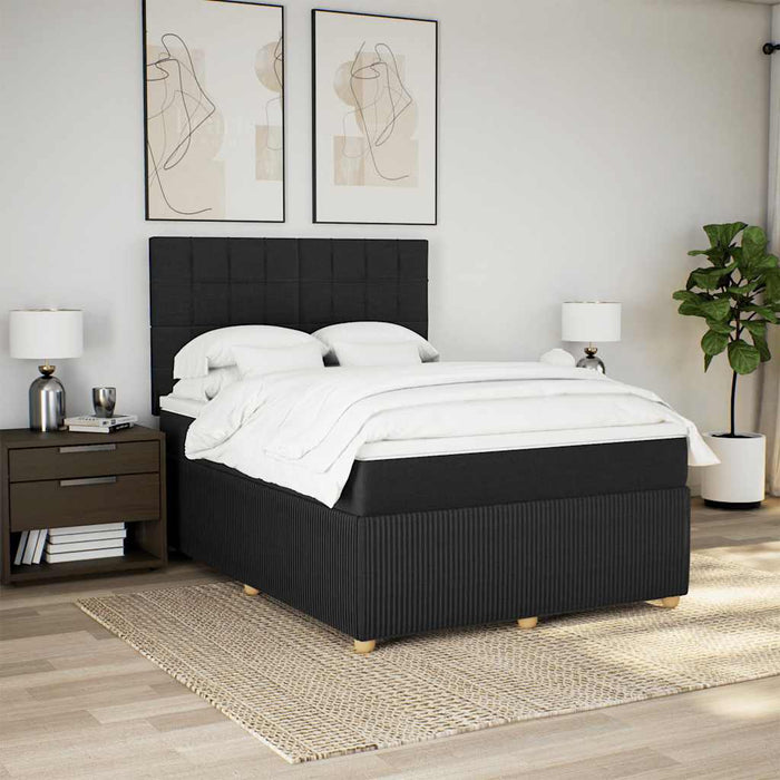 Pat box spring cu saltea, negru, 160x200 cm, textil WALTI