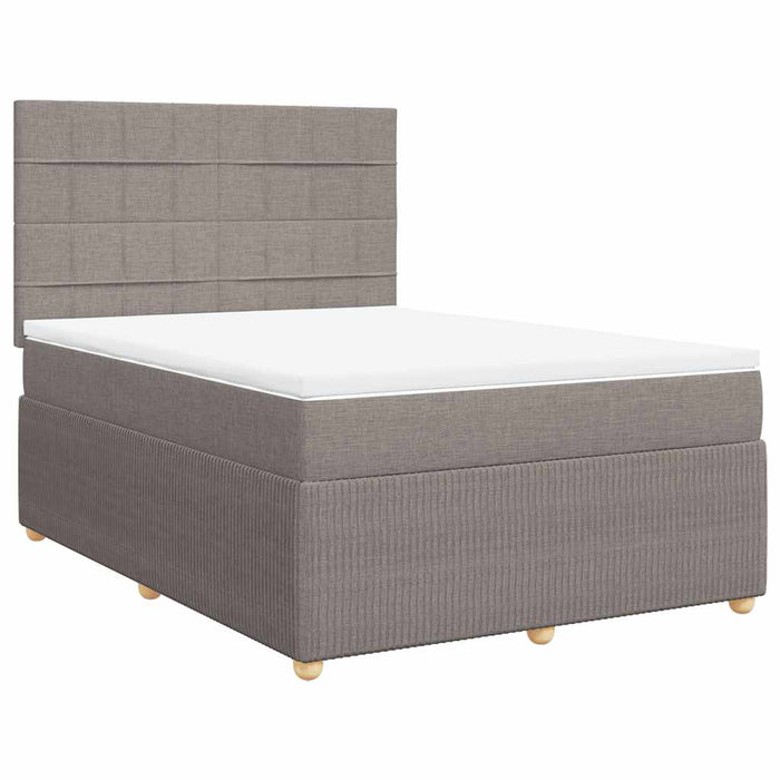 Pat box spring cu saltea, gri taupe, 160x200 cm material textil - WALTI WALTI