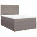 Pat box spring cu saltea, gri taupe, 160x200 cm material textil - WALTI WALTI