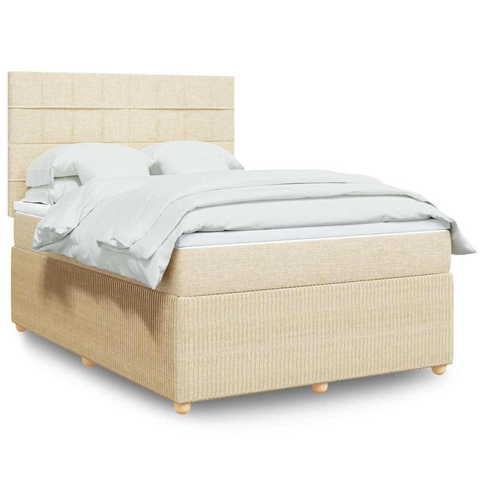 Pat box spring cu saltea, crem, 160x200 cm, material textil WALTI