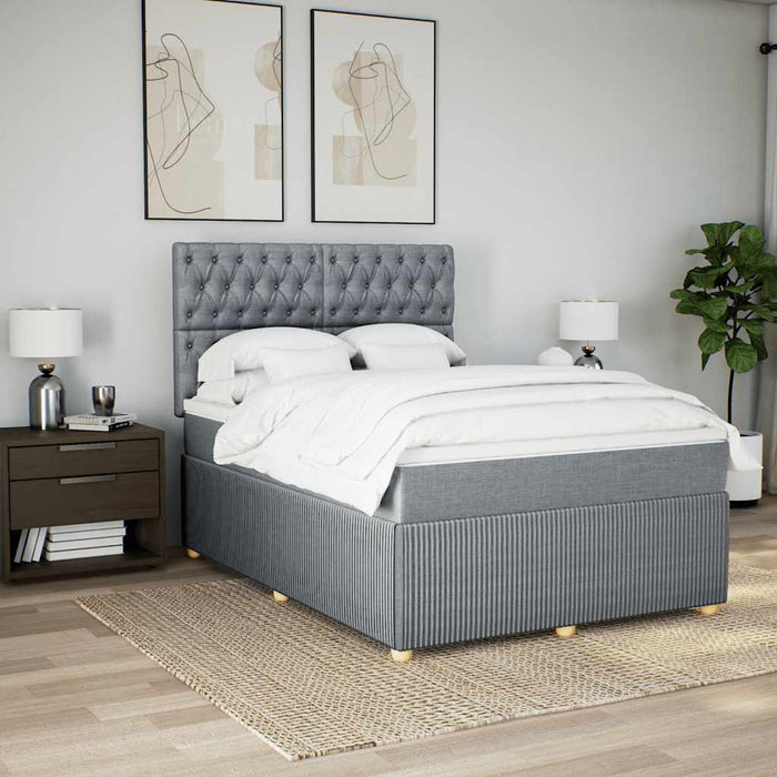 Pat continental cu saltea, gri deschis, 160x200 cm, textil - WALTI WALTI