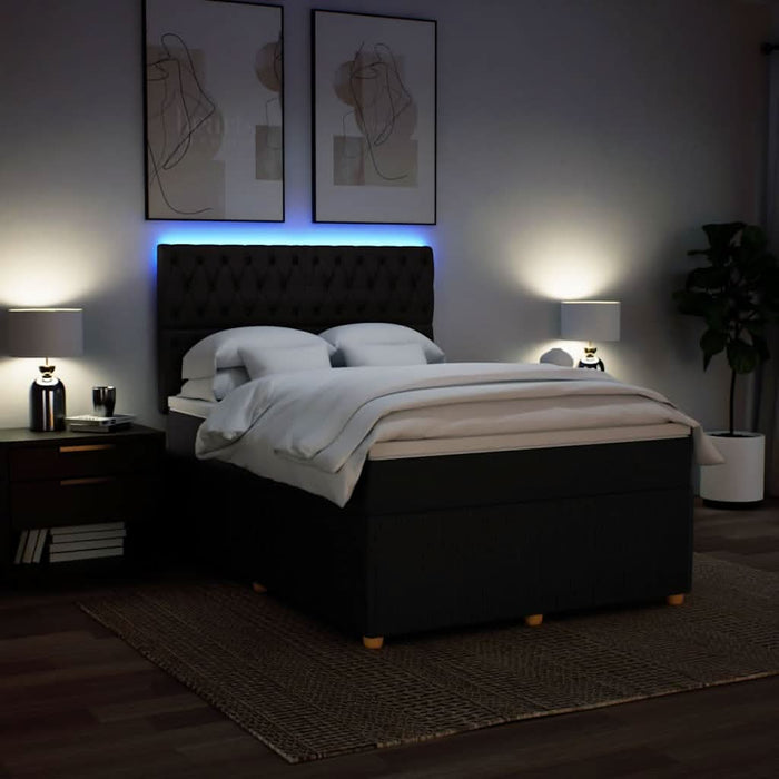 Pat box spring cu saltea, negru, 160x200 cm, textil - WALTI WALTI