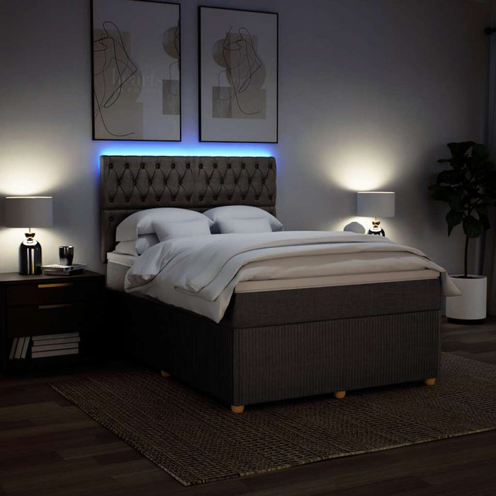 Pat box spring cu saltea, gri taupe, 160x200 cm material textil - WALTI WALTI