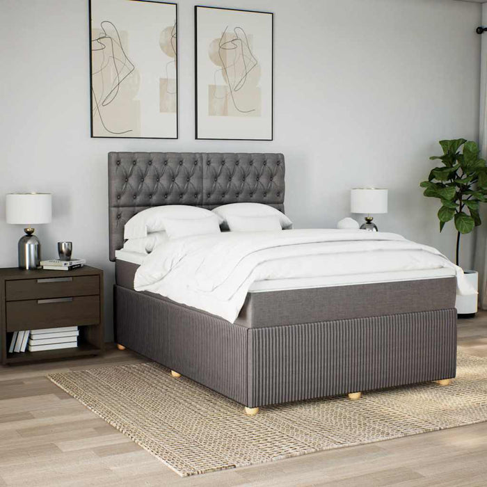 Pat box spring cu saltea, gri taupe, 160x200 cm material textil - WALTI WALTI