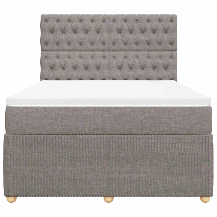 Pat box spring cu saltea, gri taupe, 160x200 cm material textil - WALTI WALTI