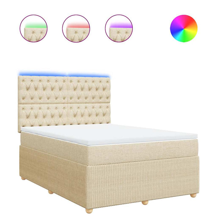 Pat box spring cu saltea, crem, 160x200 cm, material textil - WALTI WALTI