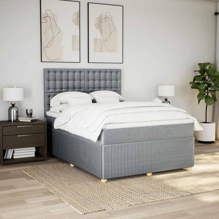 Pat continental cu saltea, gri deschis, 160x200 cm, textil - WALTI WALTI