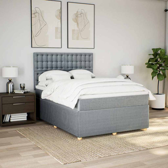 Pat continental cu saltea, gri deschis, 160x200 cm, textil - WALTI WALTI