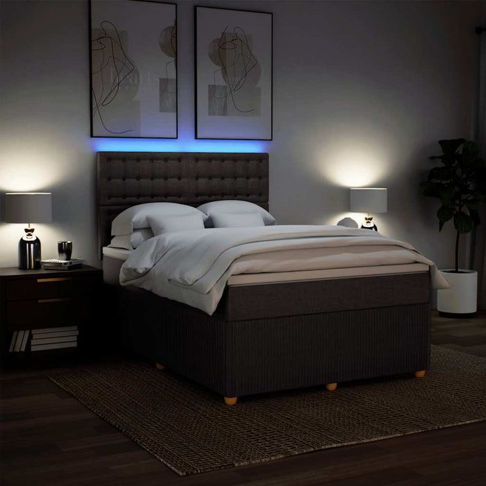 Pat box spring cu saltea, maro închis, 160x200 cm, textil - WALTI WALTI