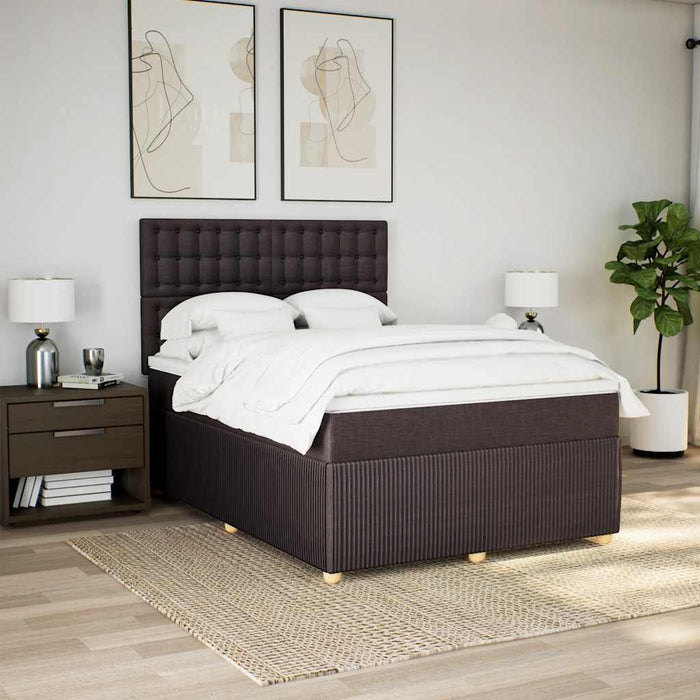 Pat box spring cu saltea, maro închis, 160x200 cm, textil - WALTI WALTI