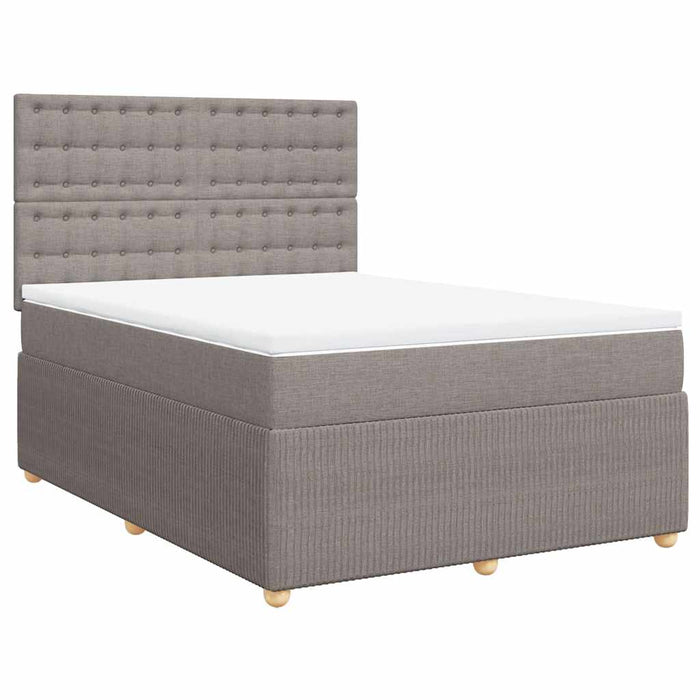 Pat box spring cu saltea, gri taupe, 160x200 cm material textil - WALTI WALTI