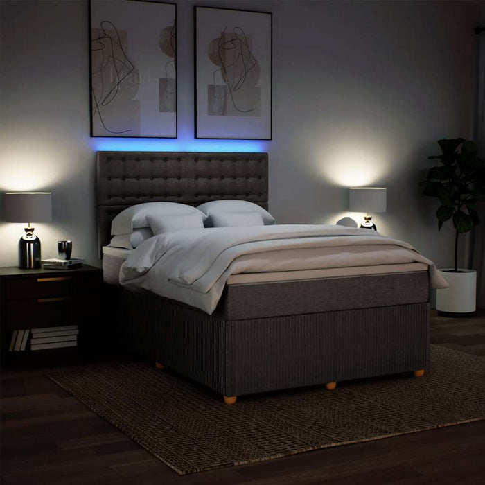 Pat box spring cu saltea, gri taupe, 160x200 cm material textil - WALTI WALTI
