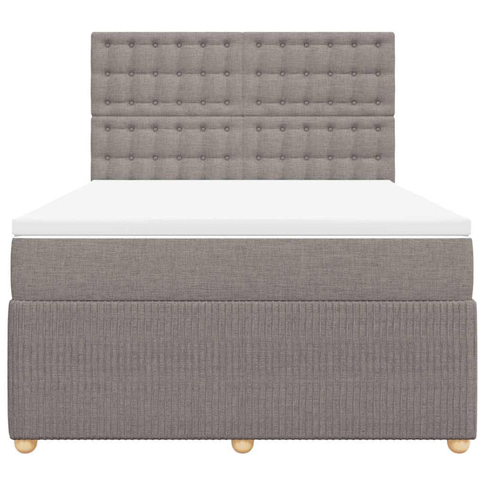 Pat box spring cu saltea, gri taupe, 160x200 cm material textil - WALTI WALTI