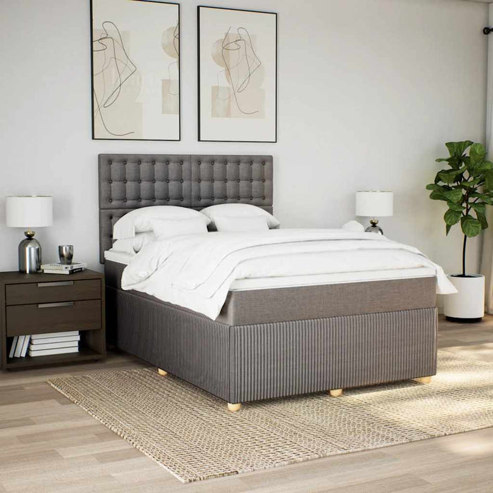 Pat box spring cu saltea, gri taupe, 160x200 cm material textil - WALTI WALTI