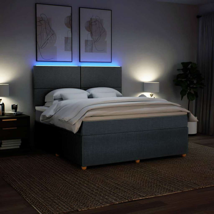 Pat box spring cu saltea, gri închis, 180x200 cm, textil - WALTI WALTI