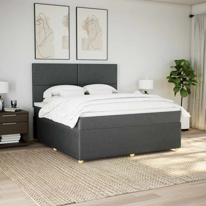 Pat box spring cu saltea, gri închis, 180x200 cm, textil - WALTI WALTI