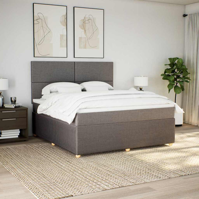 Pat continental cu saltea, gri taupe, 180x200 cm, textil - WALTI WALTI