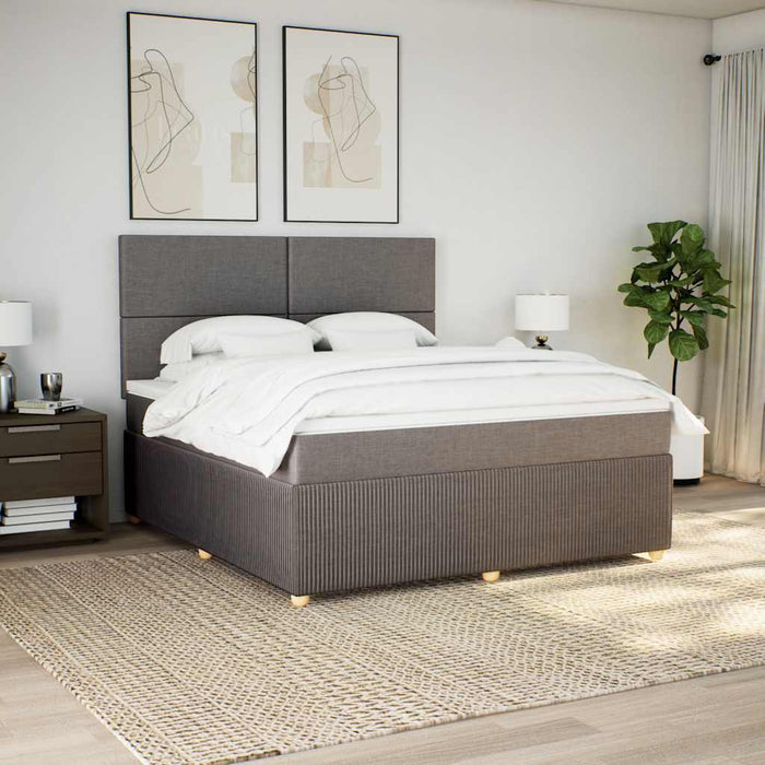Pat continental cu saltea, gri taupe, 180x200 cm, textil - WALTI WALTI