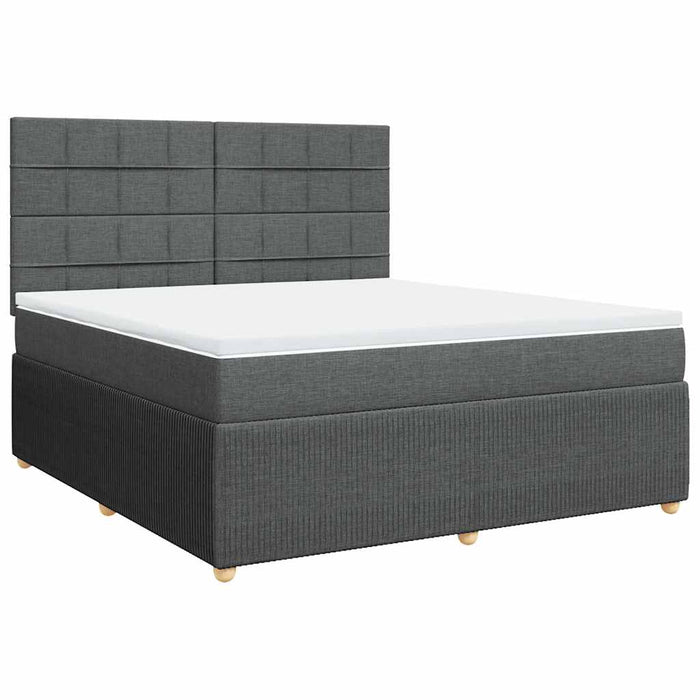 Pat box spring cu saltea, gri închis, 180x200 cm, textil - WALTI WALTI