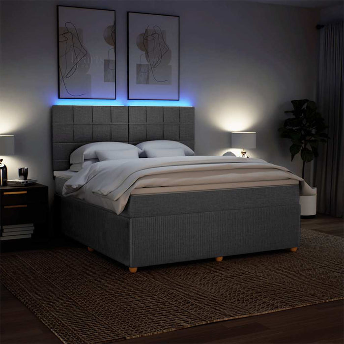 Pat box spring cu saltea, gri închis, 180x200 cm, textil - WALTI WALTI