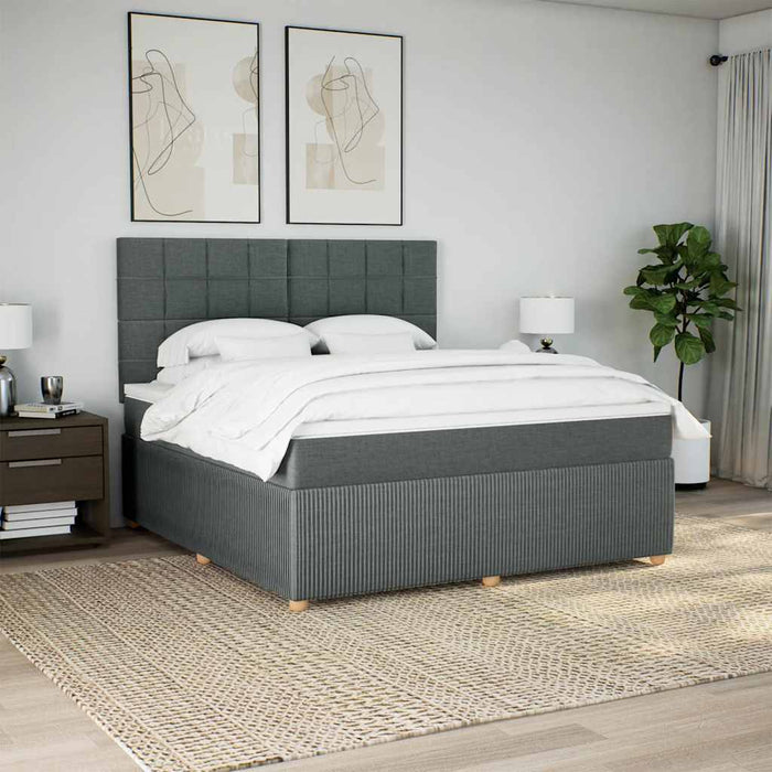 Pat box spring cu saltea, gri închis, 180x200 cm, textil - WALTI WALTI