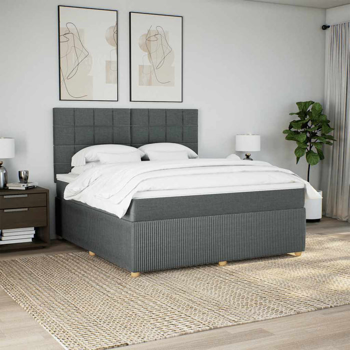 Pat box spring cu saltea, gri închis, 180x200 cm, textil - WALTI WALTI