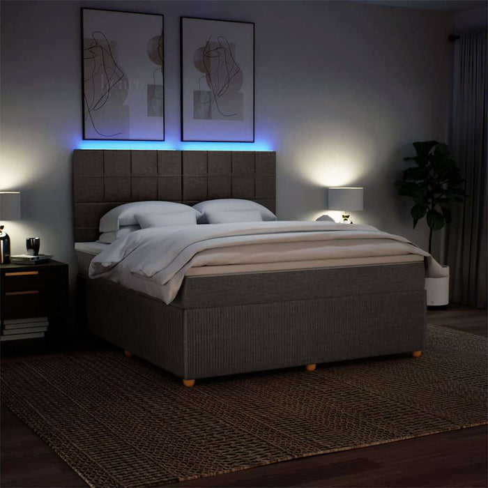 Pat continental cu saltea, gri taupe, 180x200 cm, textil - WALTI WALTI