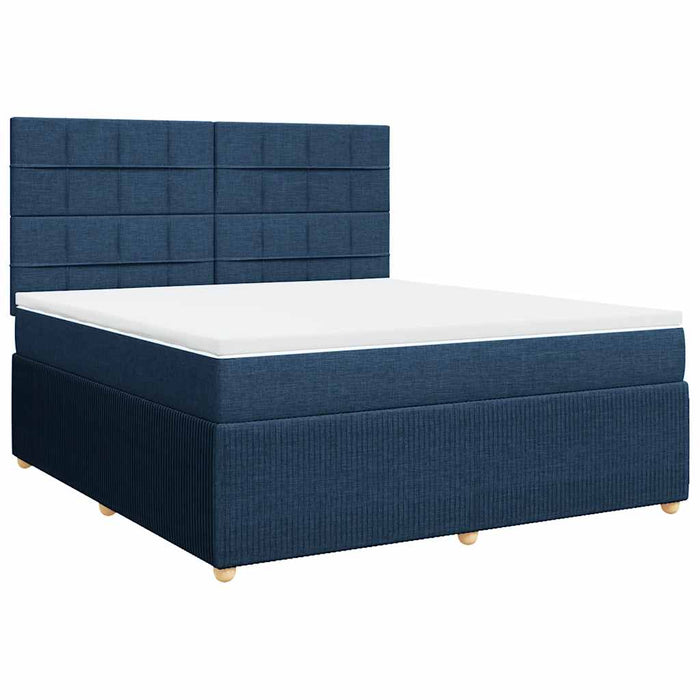 Pat box spring cu saltea, albastru, 180x200 cm, material textil - WALTI WALTI