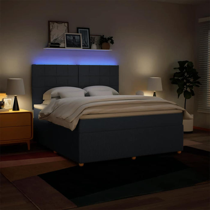 Pat box spring cu saltea, albastru, 180x200 cm, material textil - WALTI WALTI