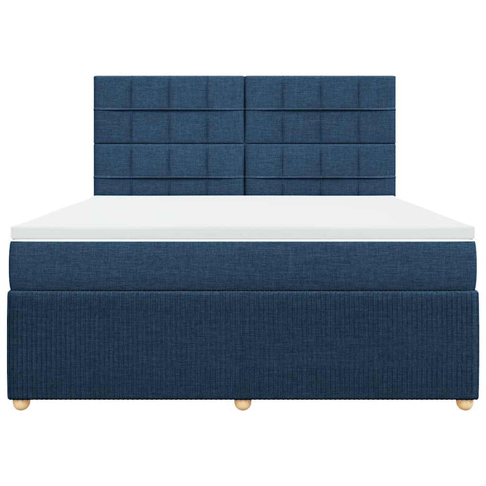 Pat box spring cu saltea, albastru, 180x200 cm, material textil - WALTI WALTI