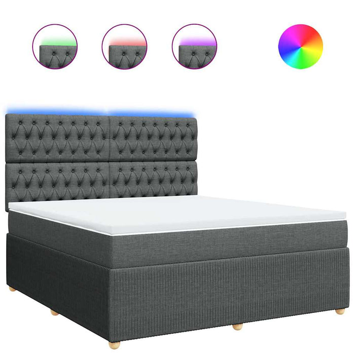 Pat box spring cu saltea, gri închis, 180x200 cm, textil - WALTI WALTI