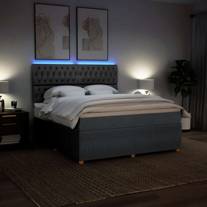 Pat box spring cu saltea, gri închis, 180x200 cm, textil - WALTI WALTI