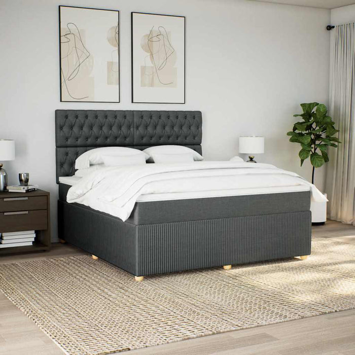 Pat box spring cu saltea, gri închis, 180x200 cm, textil - WALTI WALTI
