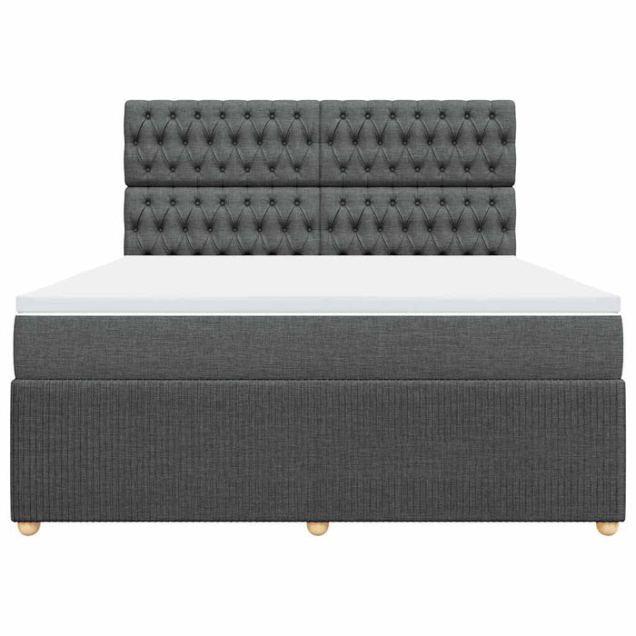 Pat box spring cu saltea, gri închis, 180x200 cm, textil - WALTI WALTI